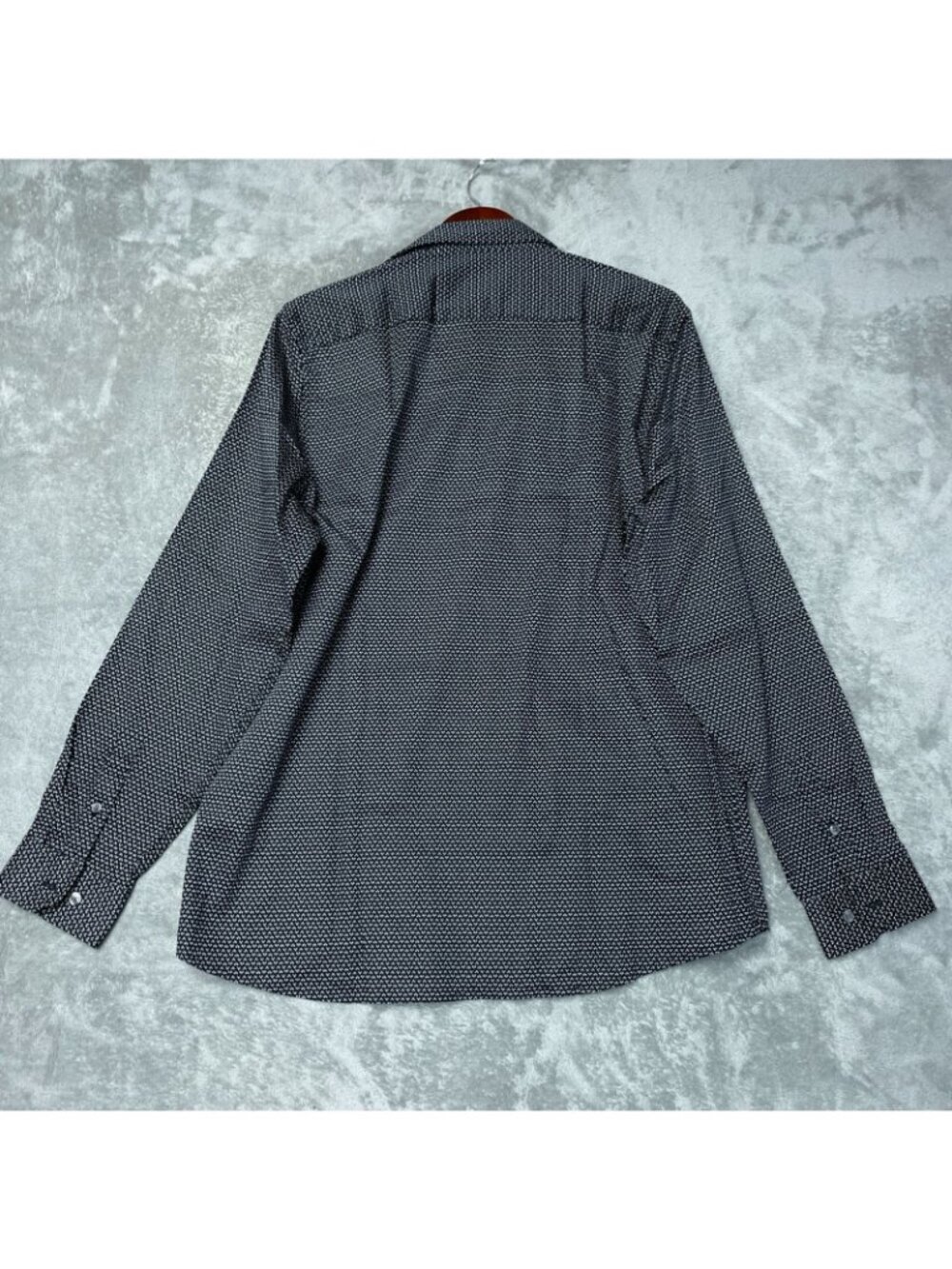 DKNY Men's L Black Pattern Stretch Button-Up Dress Shirt Regular Fit d1854 - Picture 5 of 10